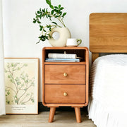 Solid Wood 2-Drawer Nightstand