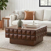 Square Wood Coffee Table with Hidden Storage