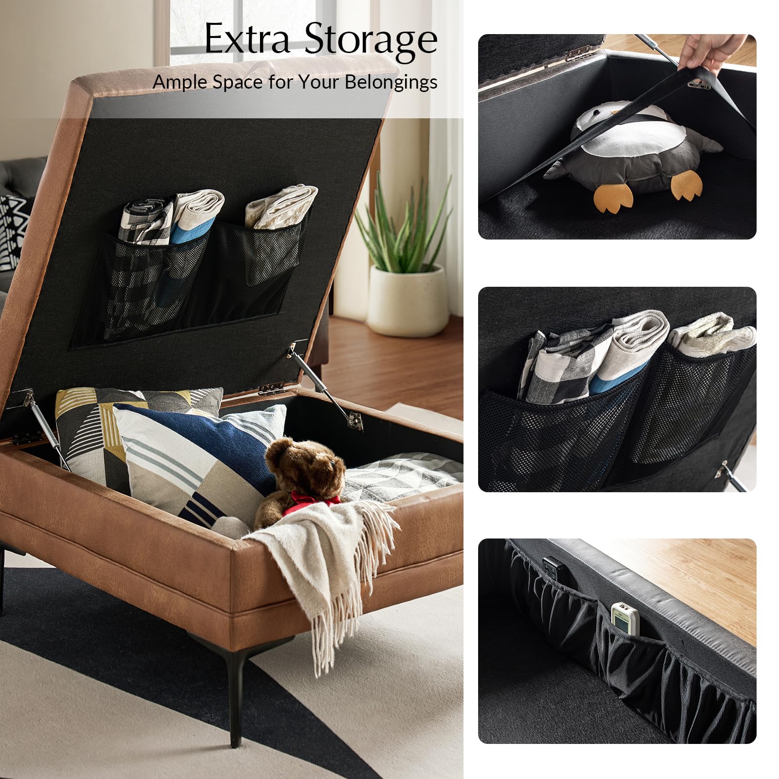 Square Storage Ottoman Coffee Table with Lift Top