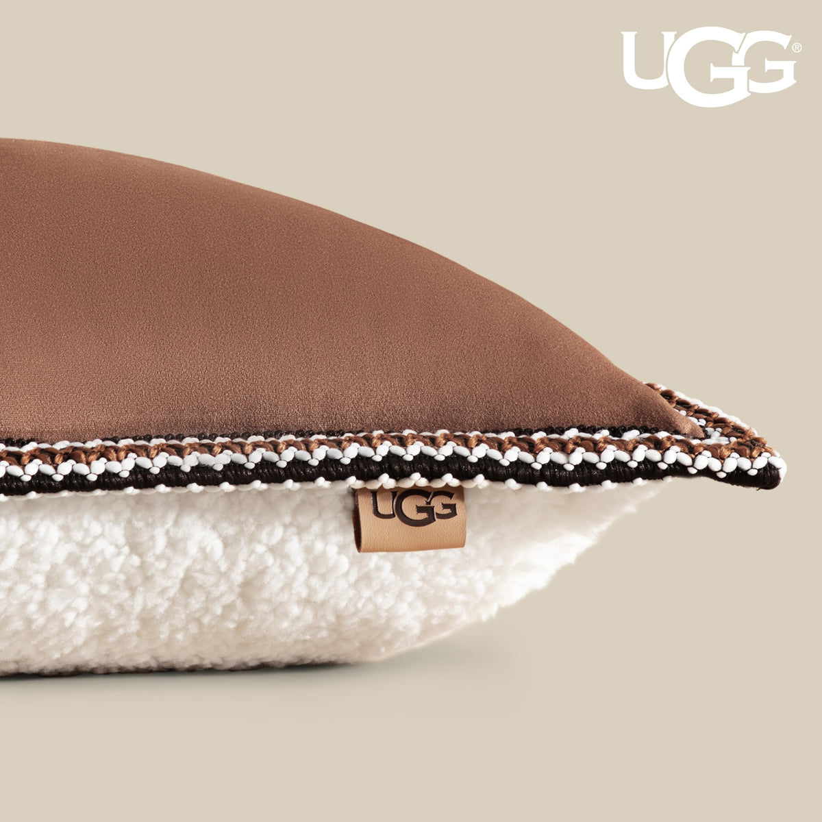 UGG Kirkwood Decorative Pillow for Sofa, 20" x 20", Brown (Chestnut)