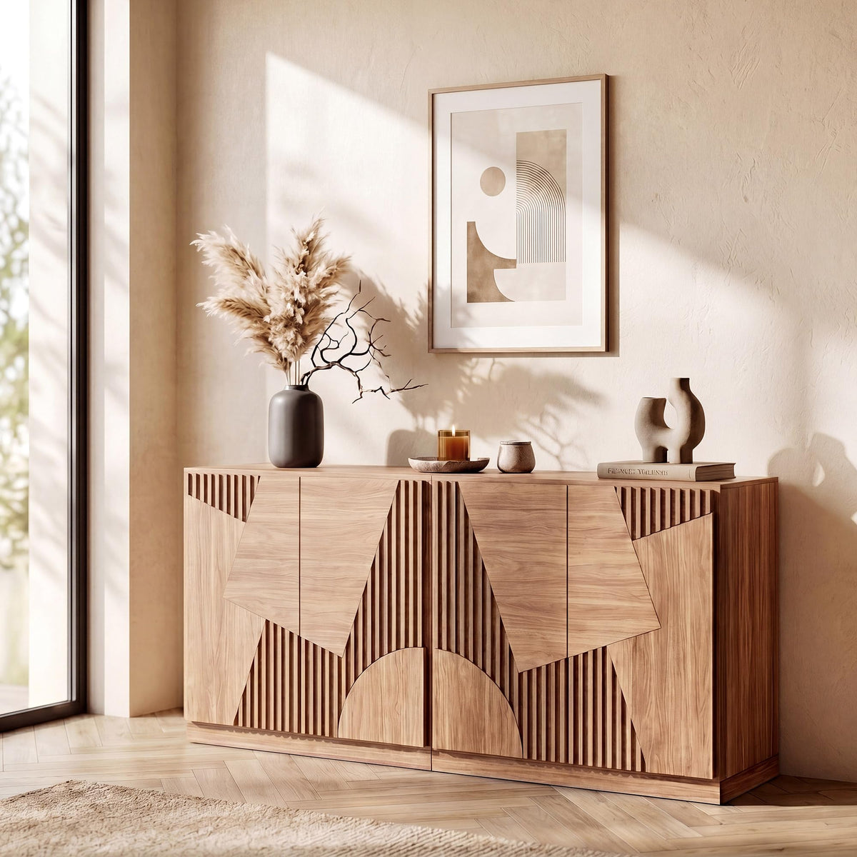Camel Fluted Modular Sideboard
