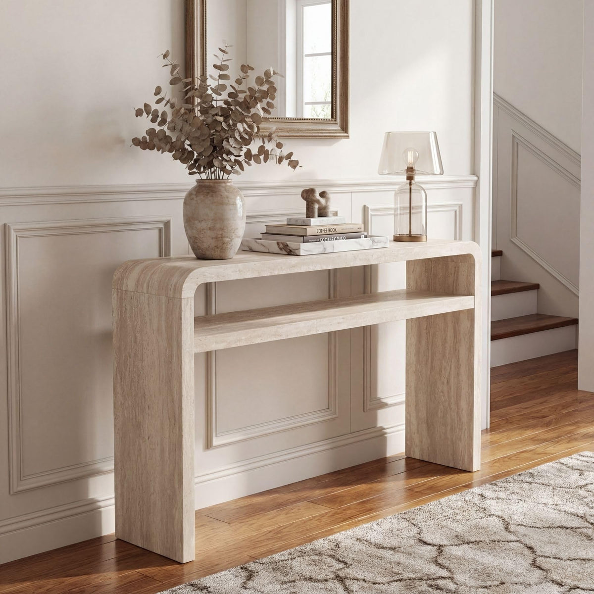 Travertine-Style Console Table