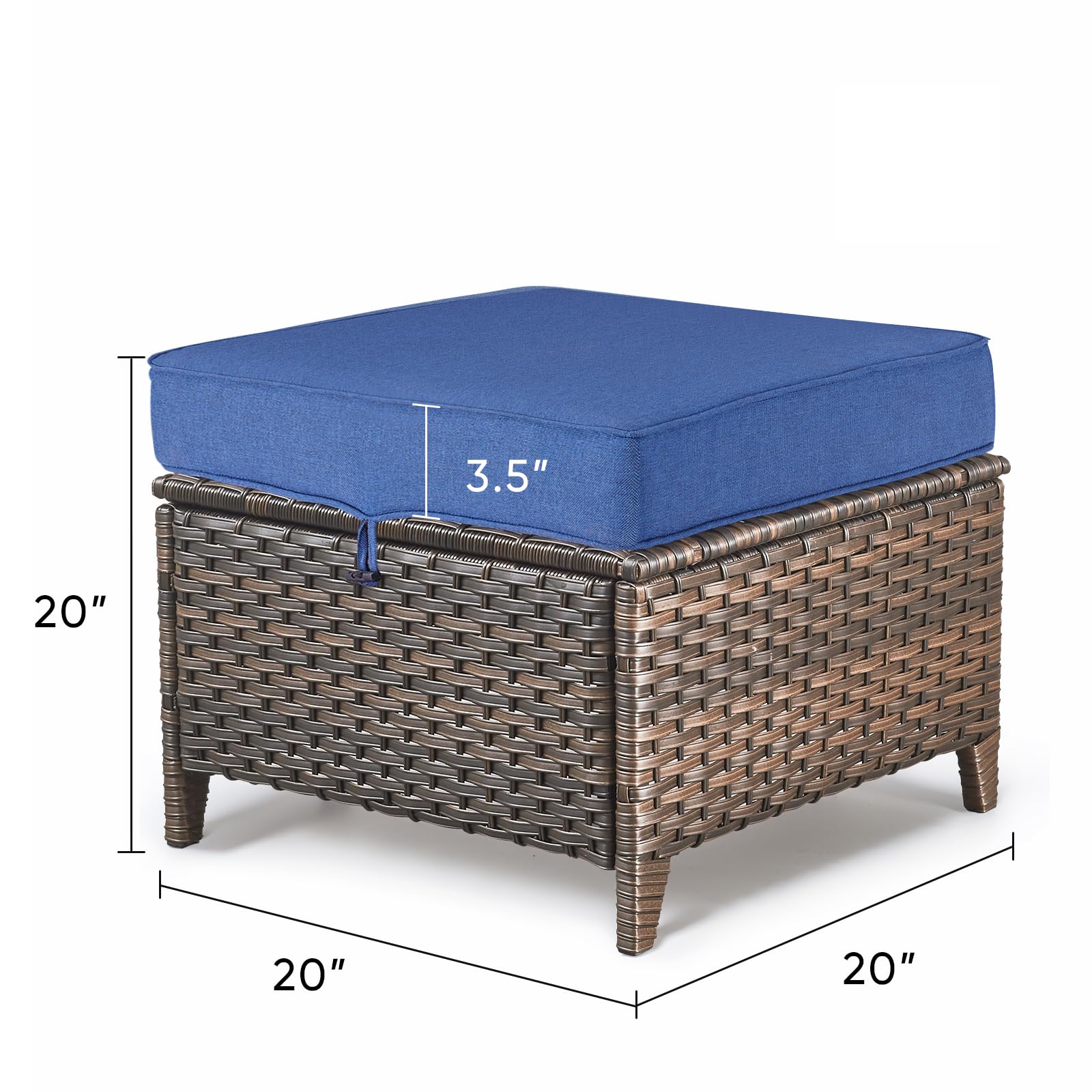 Outdoor Wicker Patio Ottoman Set (2-Piece)