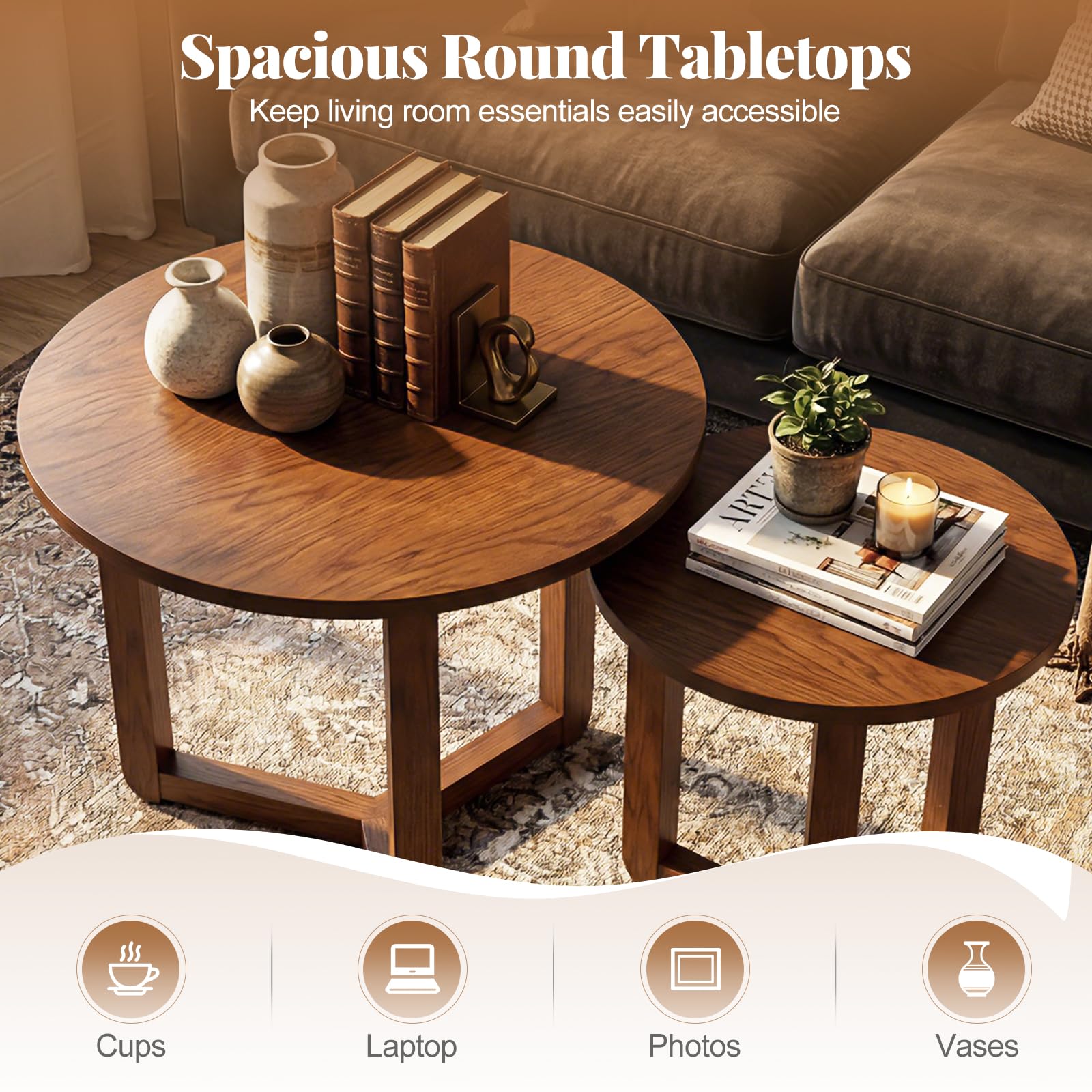 Round Nesting Coffee Table Set of 2
