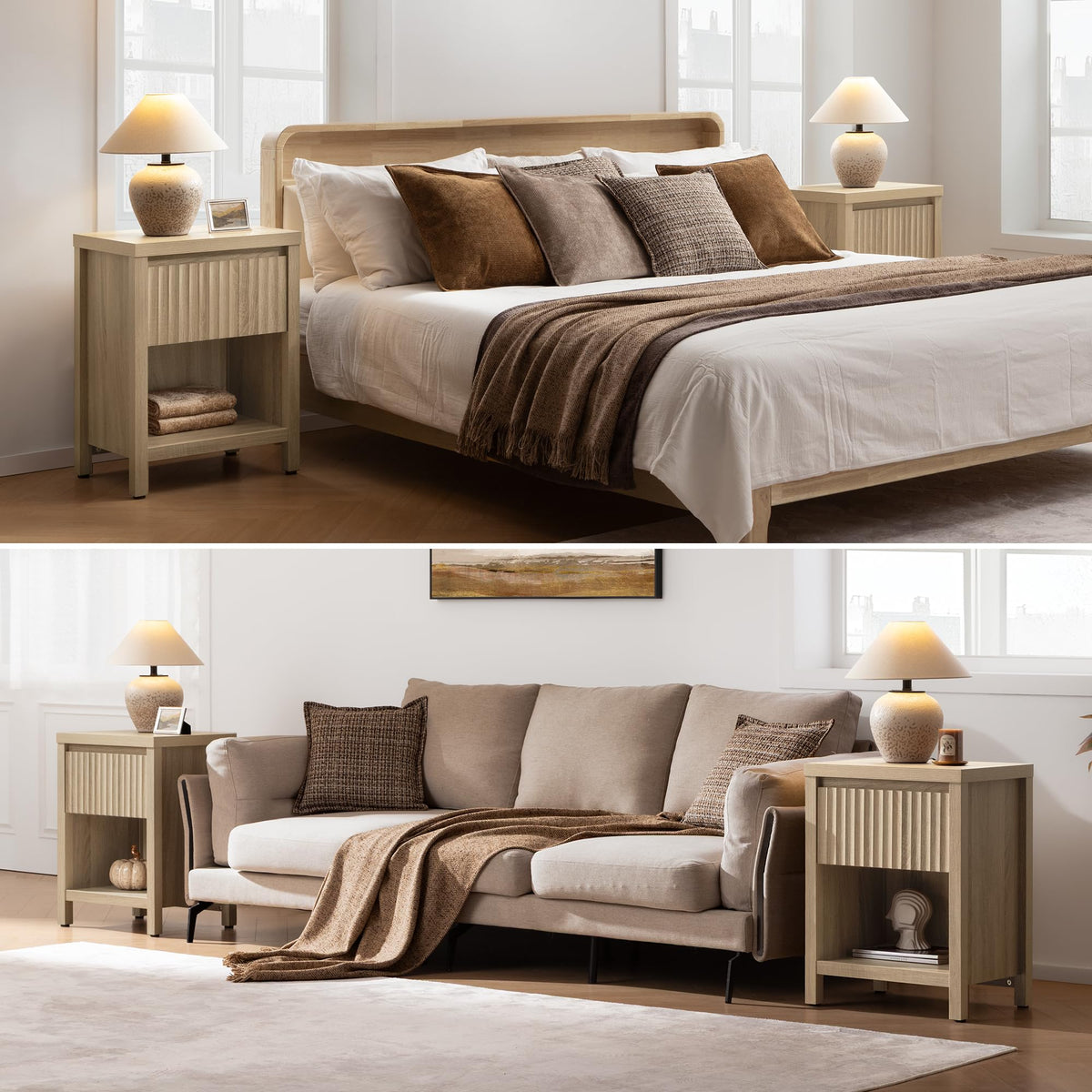 Fluted Nightstands Set of 2