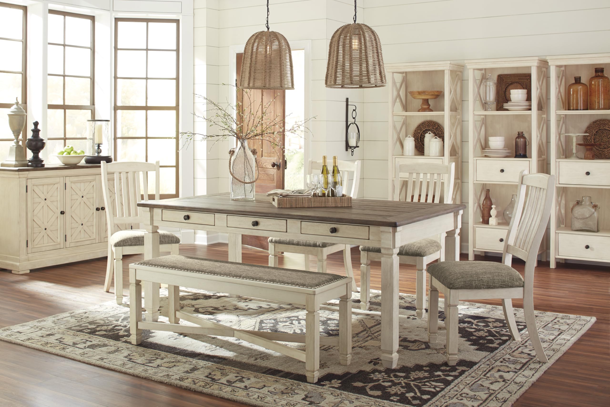 Farmhouse Dining Table with 6 Storage Drawers