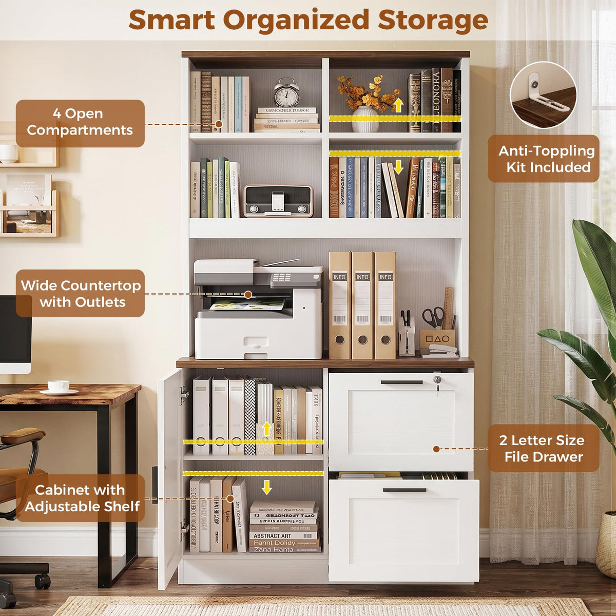 White File Cabinet Bookcase