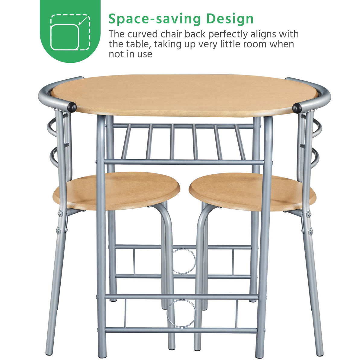 Yaheetech 3 Piece Dining Table Set for 2, Small Table and Chairs, Natural