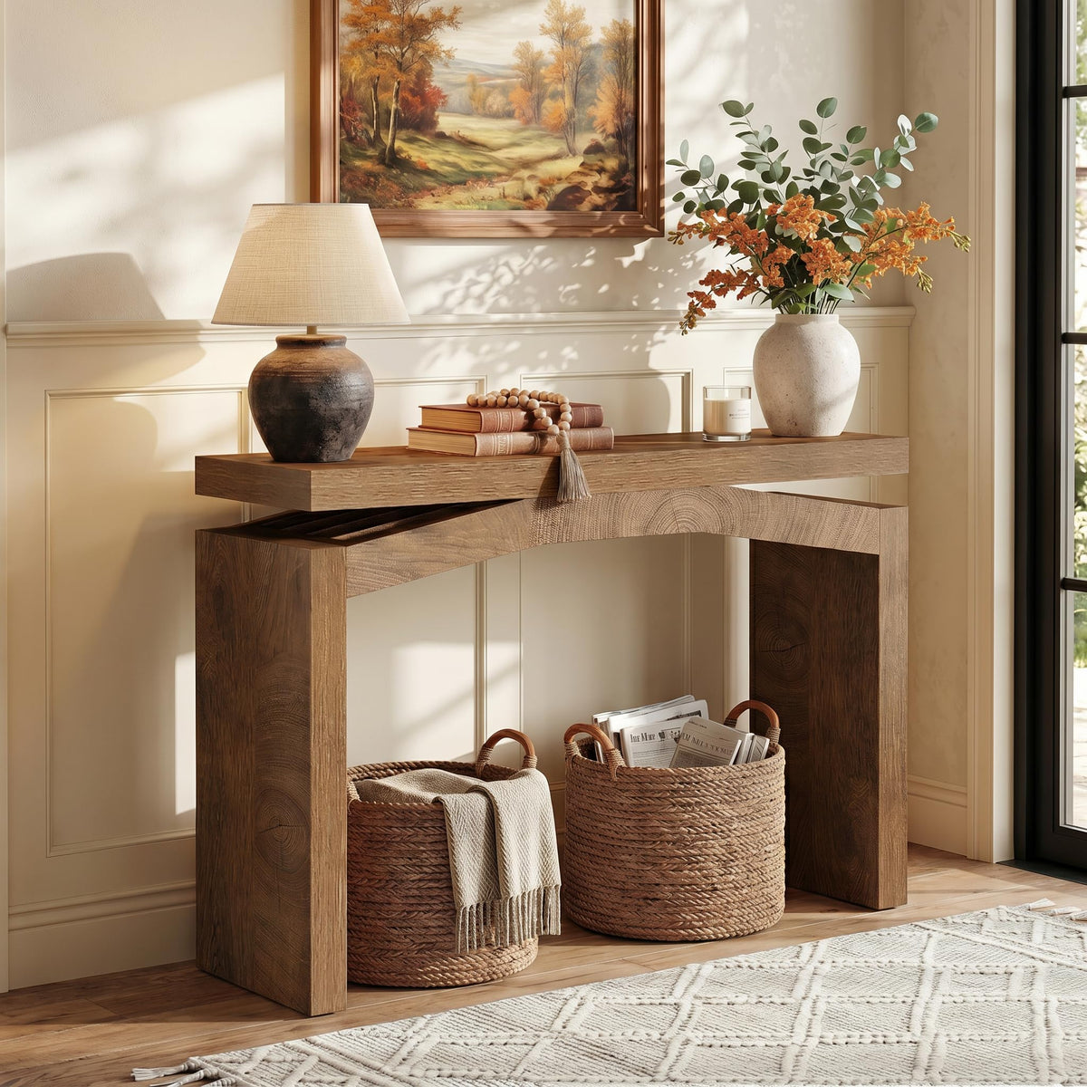 Tribesigns 40-Inch Console Table for Entryway, Farmhouse Sofa Table, Brown