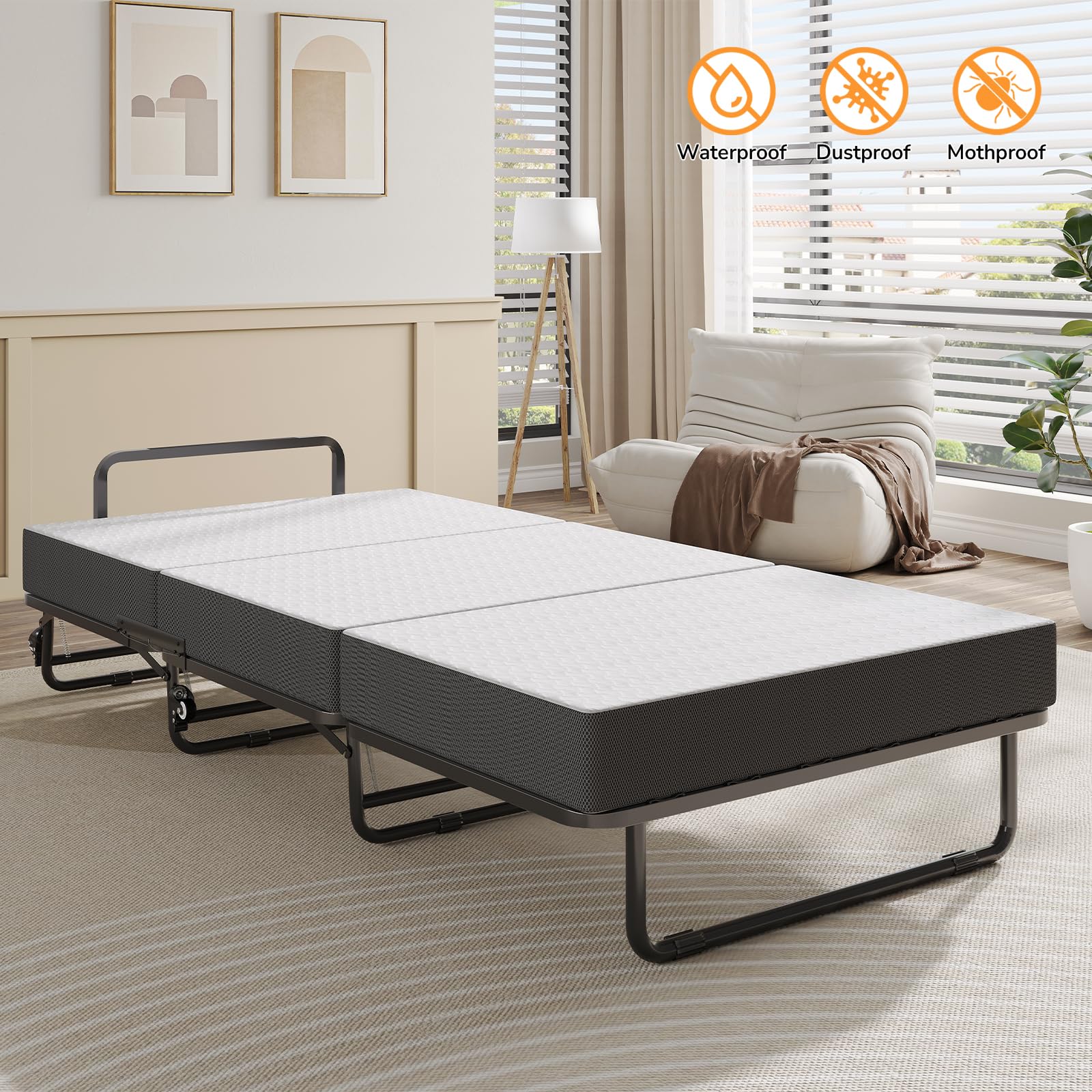 Folding Bed with Mattress - Twin