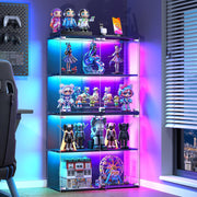 VersionTECH. Glass Display Cabinet with RGB Light, 4-Tier Curio Cabinets