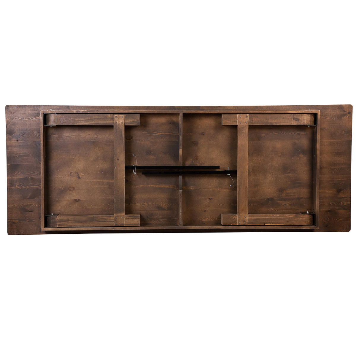 Flash Furniture HERCULES Series 9' x 40'' Antique Rustic Folding Farm Table Set with 8 Cross Back Chairs and Cushions