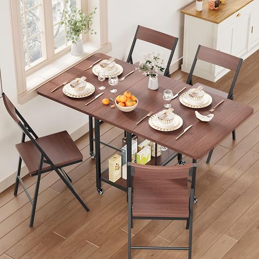 Folding Dining Set with Casters