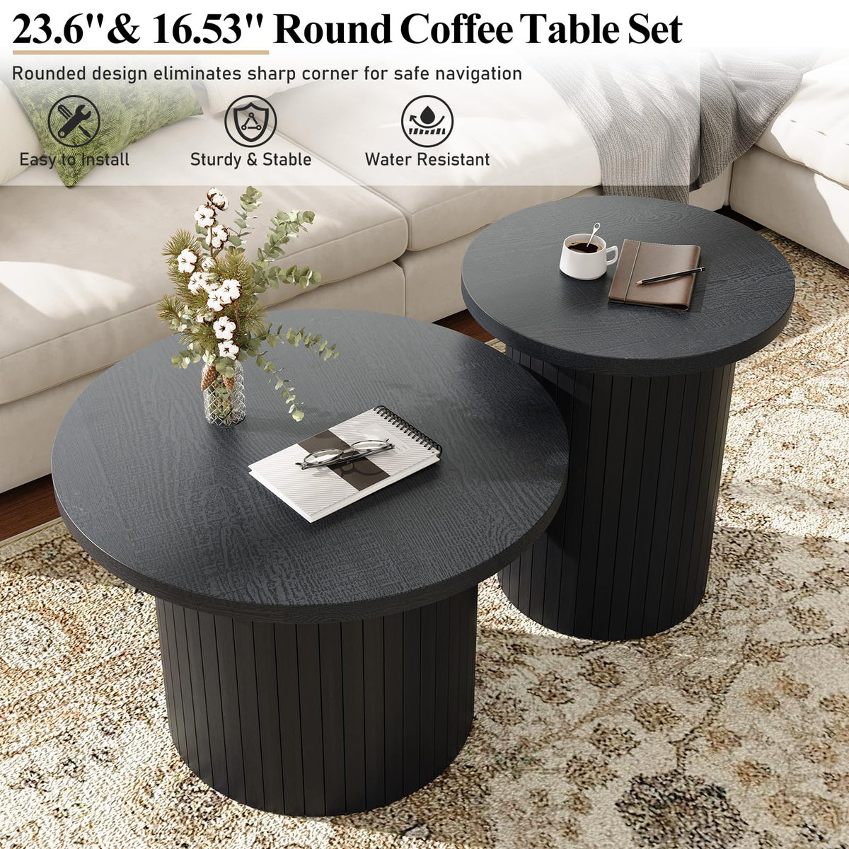 Round Wood Nesting Coffee Tables