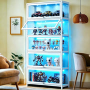 5-Tier Display Cabinet with Acrylic Door & Bamboo Frame
