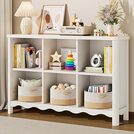 6-Cube Storage Bookcase with Wave Design