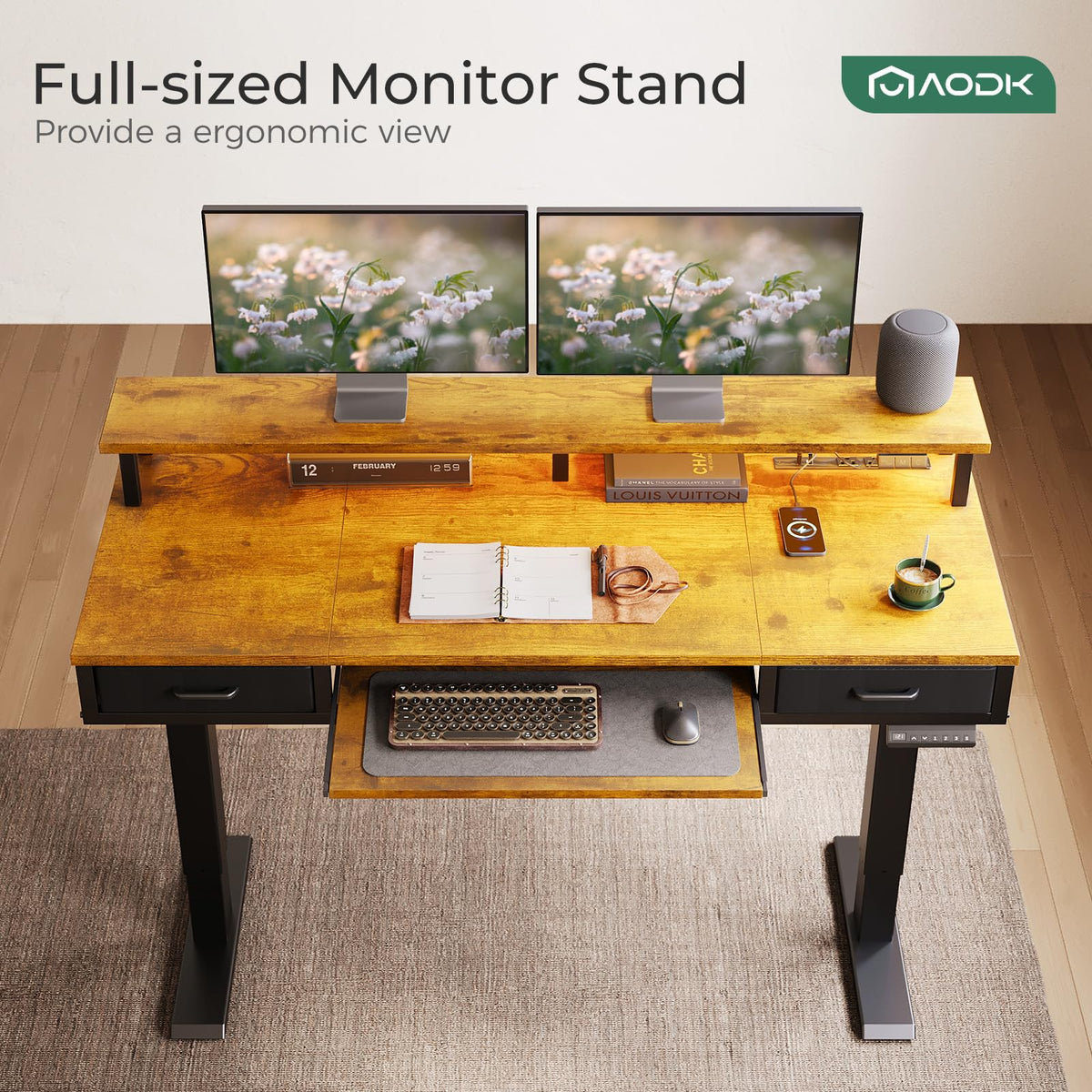 Electric Standing Desk with Drawers