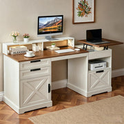 63" Executive Desk with Lift Top, Sensor Lights & Charging Station
