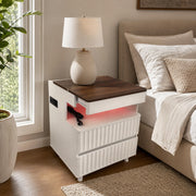 Fluted Nightstand with 2 Drawers