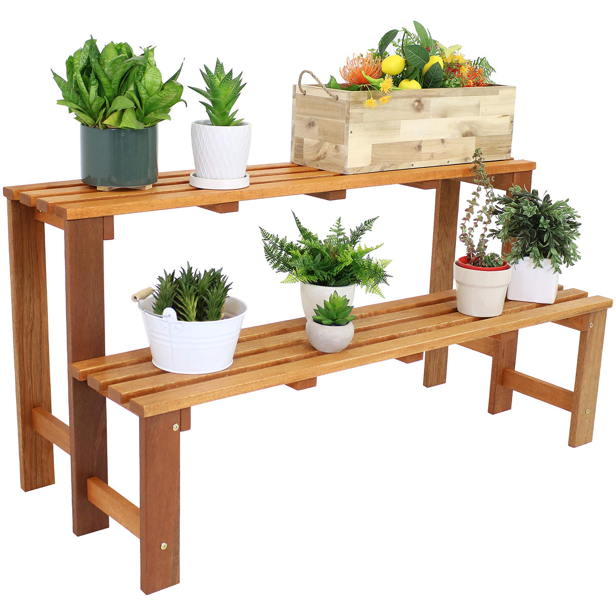 2-Tier Meranti Wood Plant Stand