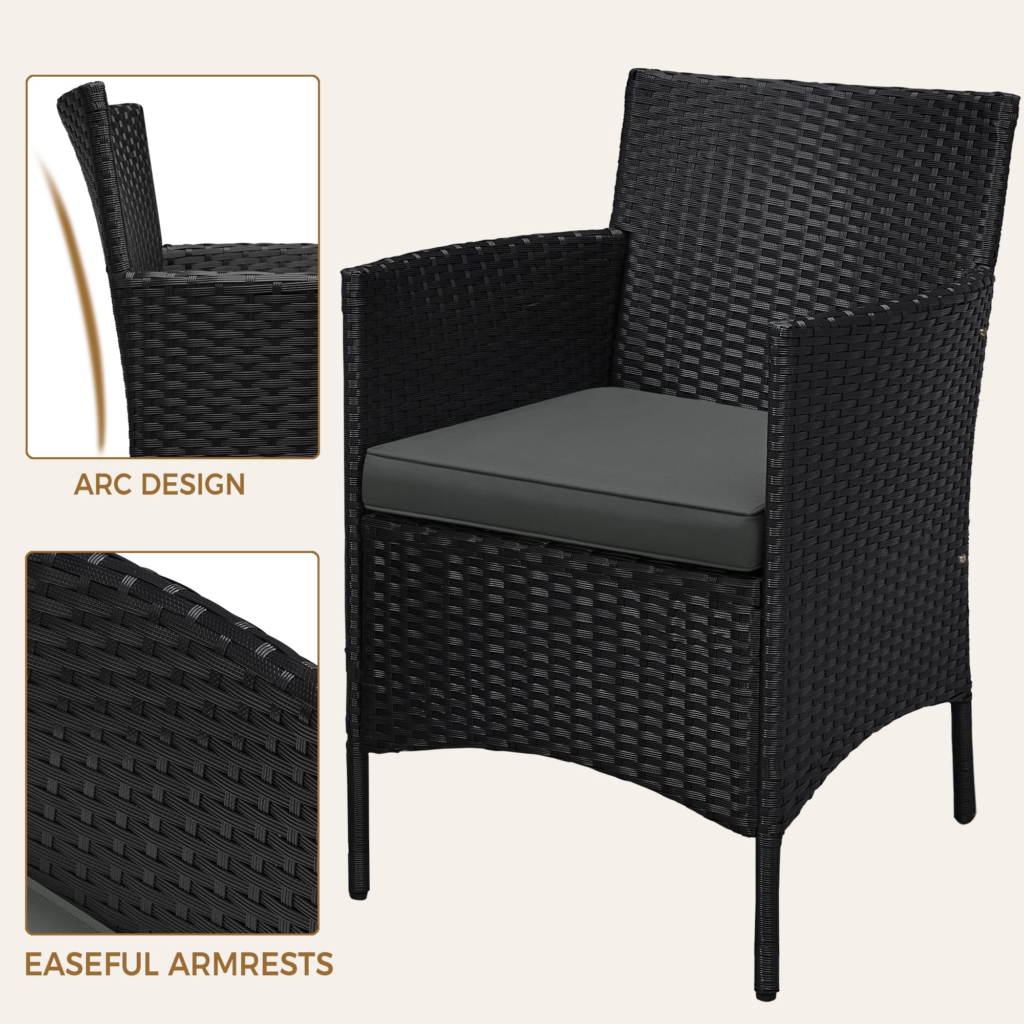 3-Piece Outdoor PE Rattan Conversation Set