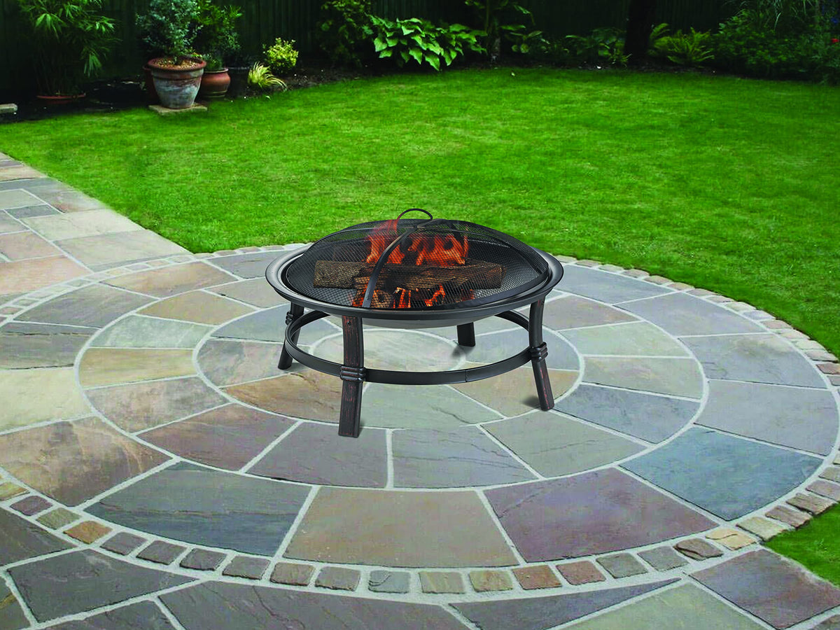 Brushed Copper Wood-Burning Fire Pit