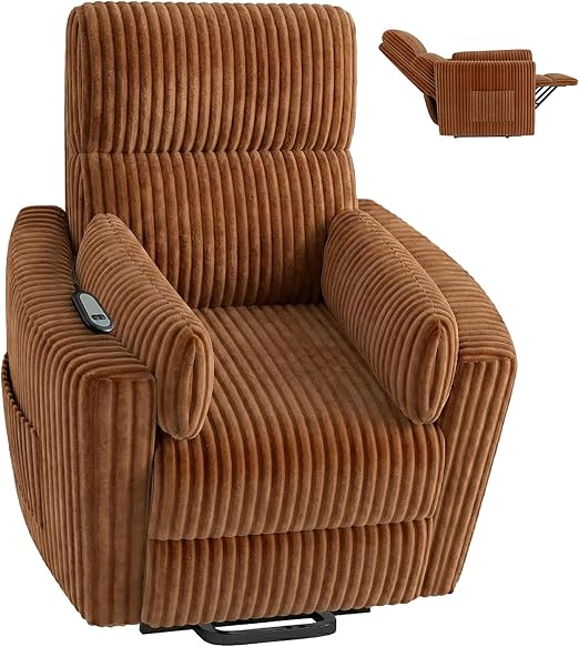 Round Power Lift Recliner Chair with Faux Fur