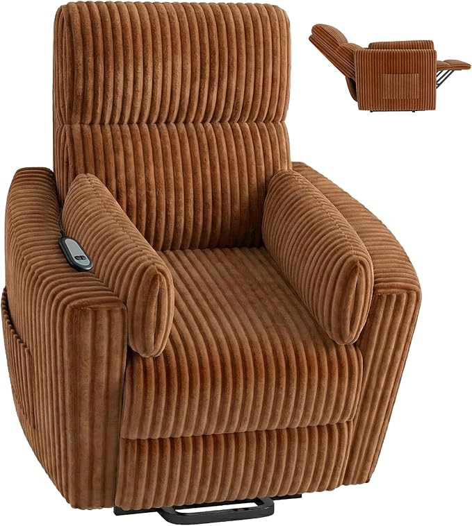 Power Lift Recliner Chair – Round Plush Faux Fur with Footrest