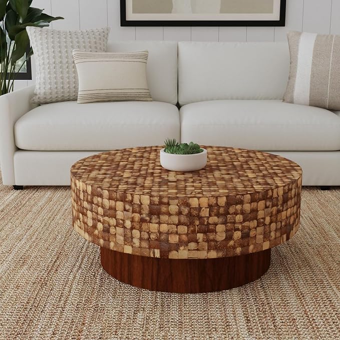 White Round Pedestal Coffee Table