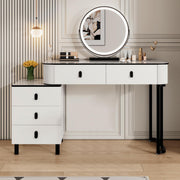 Fluted Makeup Vanity Desk with LED Mirror & Drawers
