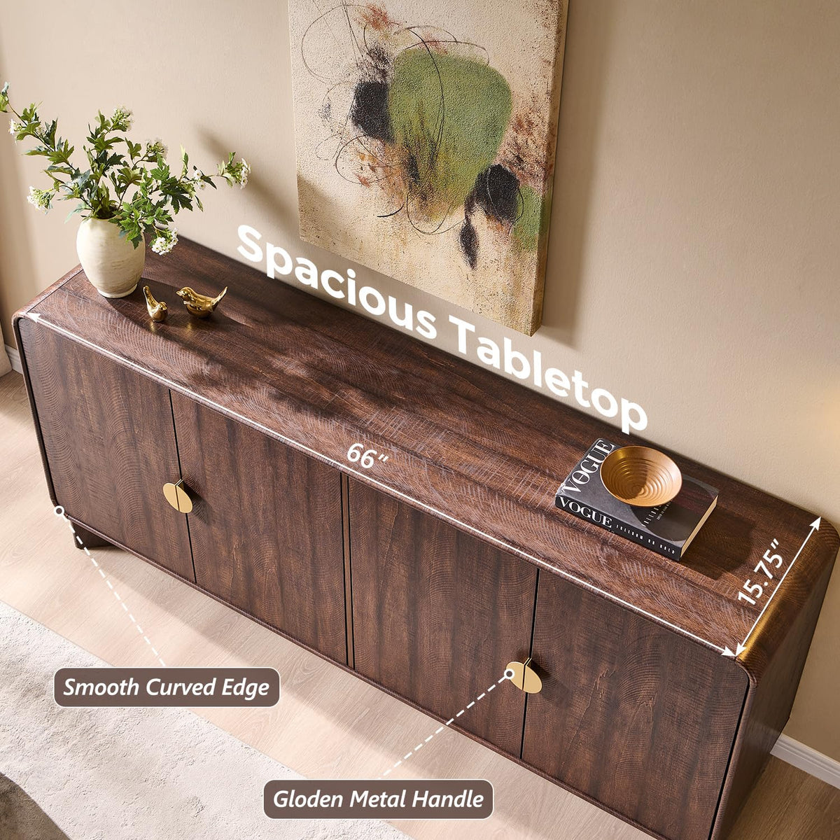 Curved Buffet Sideboard Cabinet