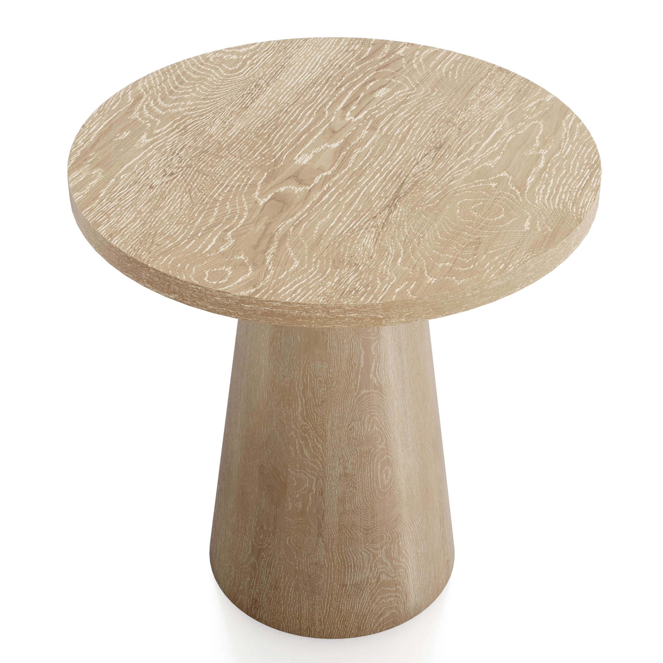 Furniture of America Crambel Modern Solid Wood 2-Piece Brown 29-inch Round End Table Set with Cone-Shaped Pedestal Base for Small Space, Living Room, Home Office, Oak