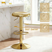CAROLMADE Bar Stools Set of 2, Adjustable Metal Bar stools Swivel Counter Height Stool, Backless Barstools for Kitchen Island Pub, Gold