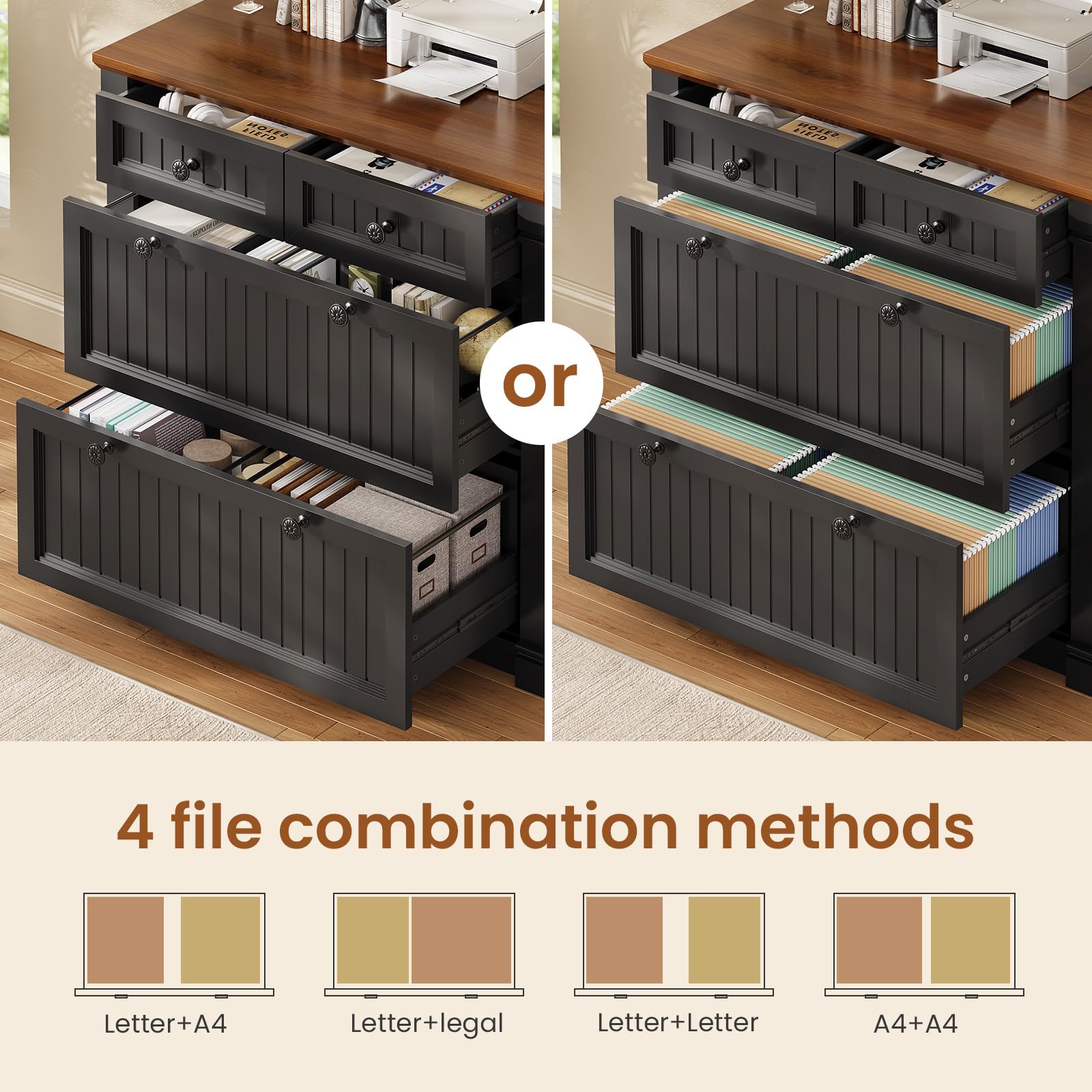 4-Drawer Filing Cabinet with Power Outlets