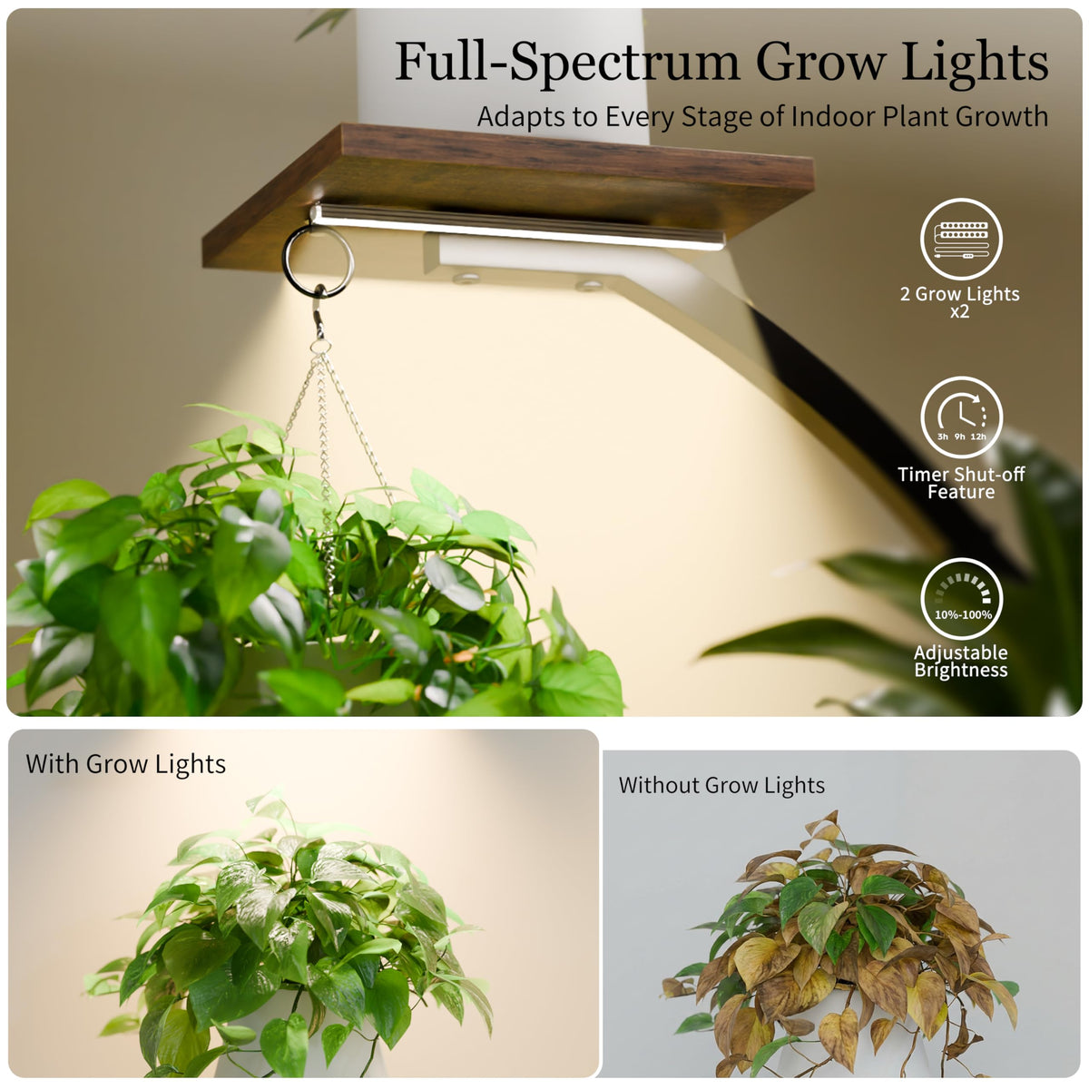 6-Tier Corner Plant Stands with Grow Lights, 2-Pack