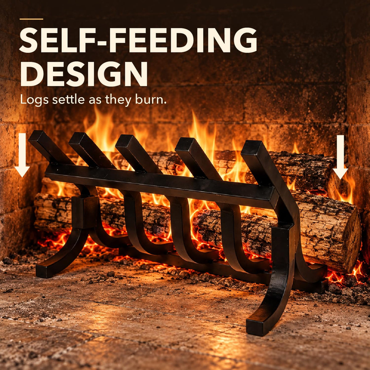 M-5 21 Inch Vertical Fireplace Grate, High-Efficiency Smoke-Free Design