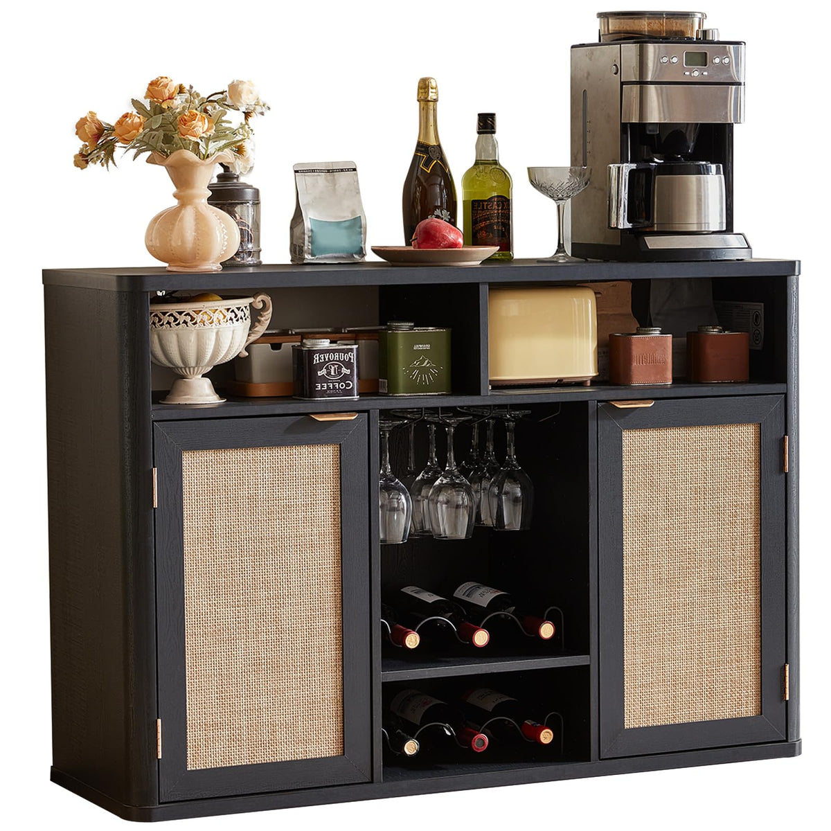 Rattan Wine Bar Cabinet