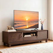 Amada 58" TV Stand for TVs up to 65 Inch, Fluted Entertainment Center with Storage Cabinets and Drawer, Mid Century Modern TV Console for Living Room & Bedroom, Walnut