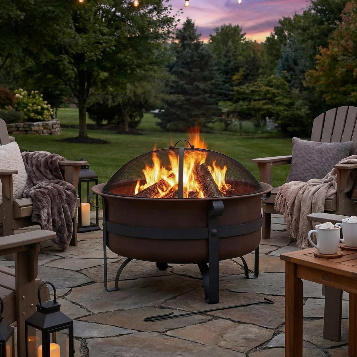 Round Wood-Burning Fire Pit