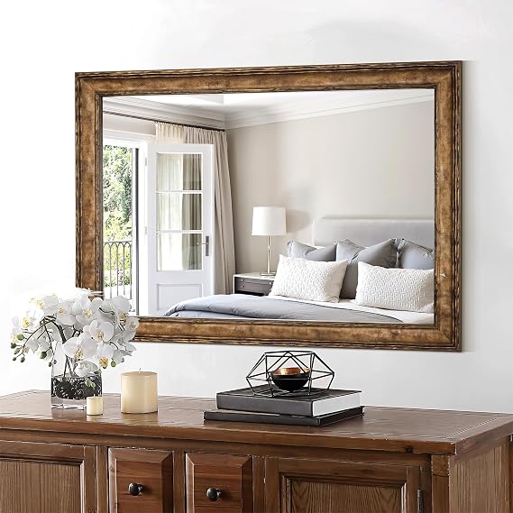 Distressed Solid Wood Wall Mirror