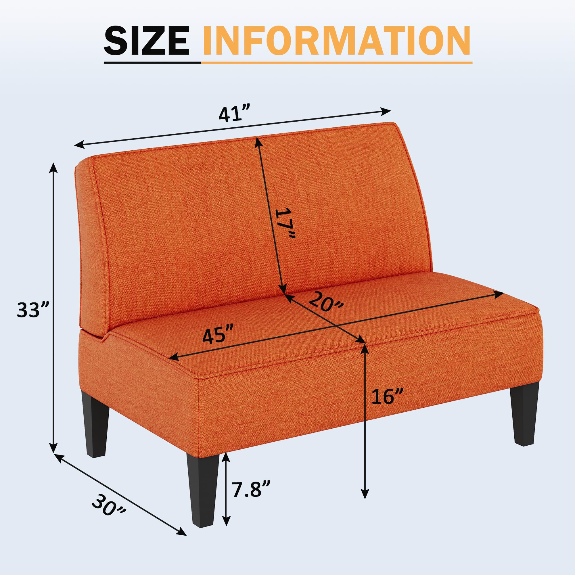 Mid-Century Modern Loveseat with Back
