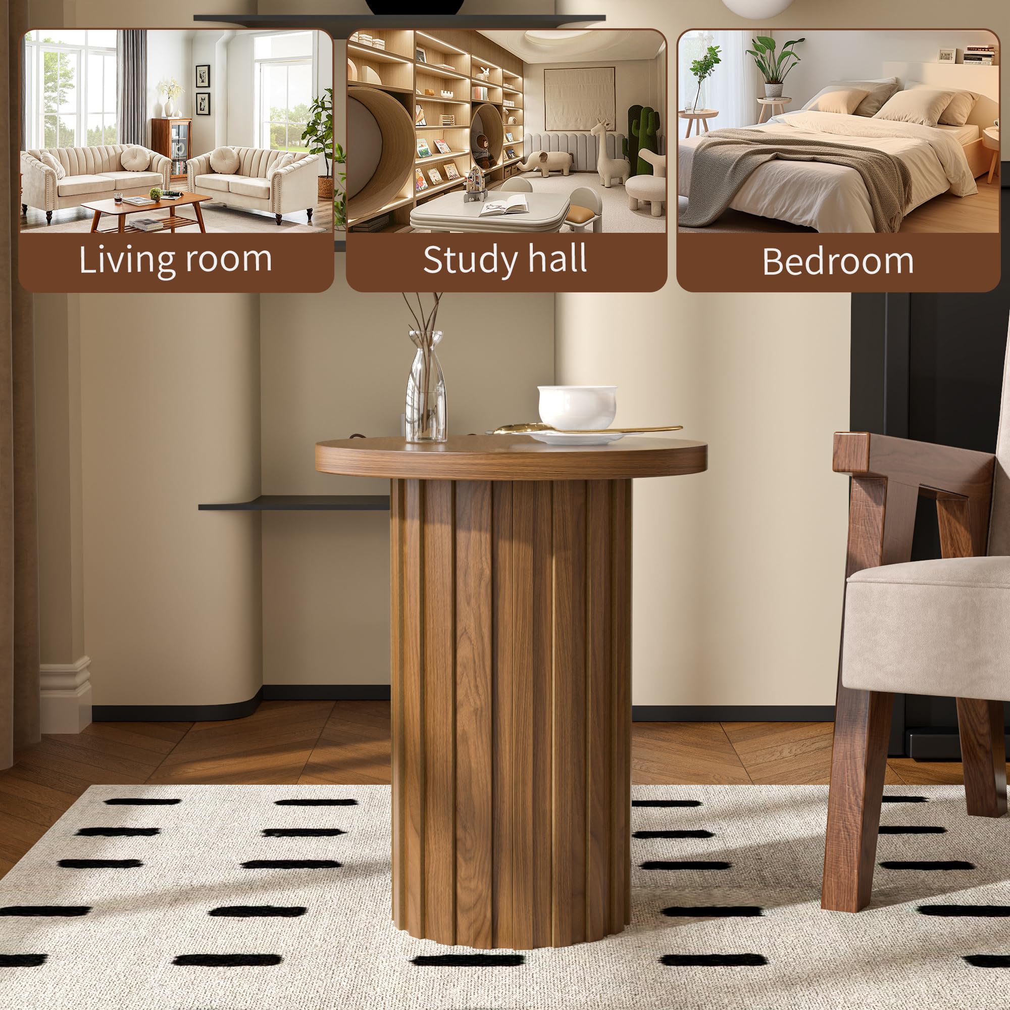 Fluted Round End Table