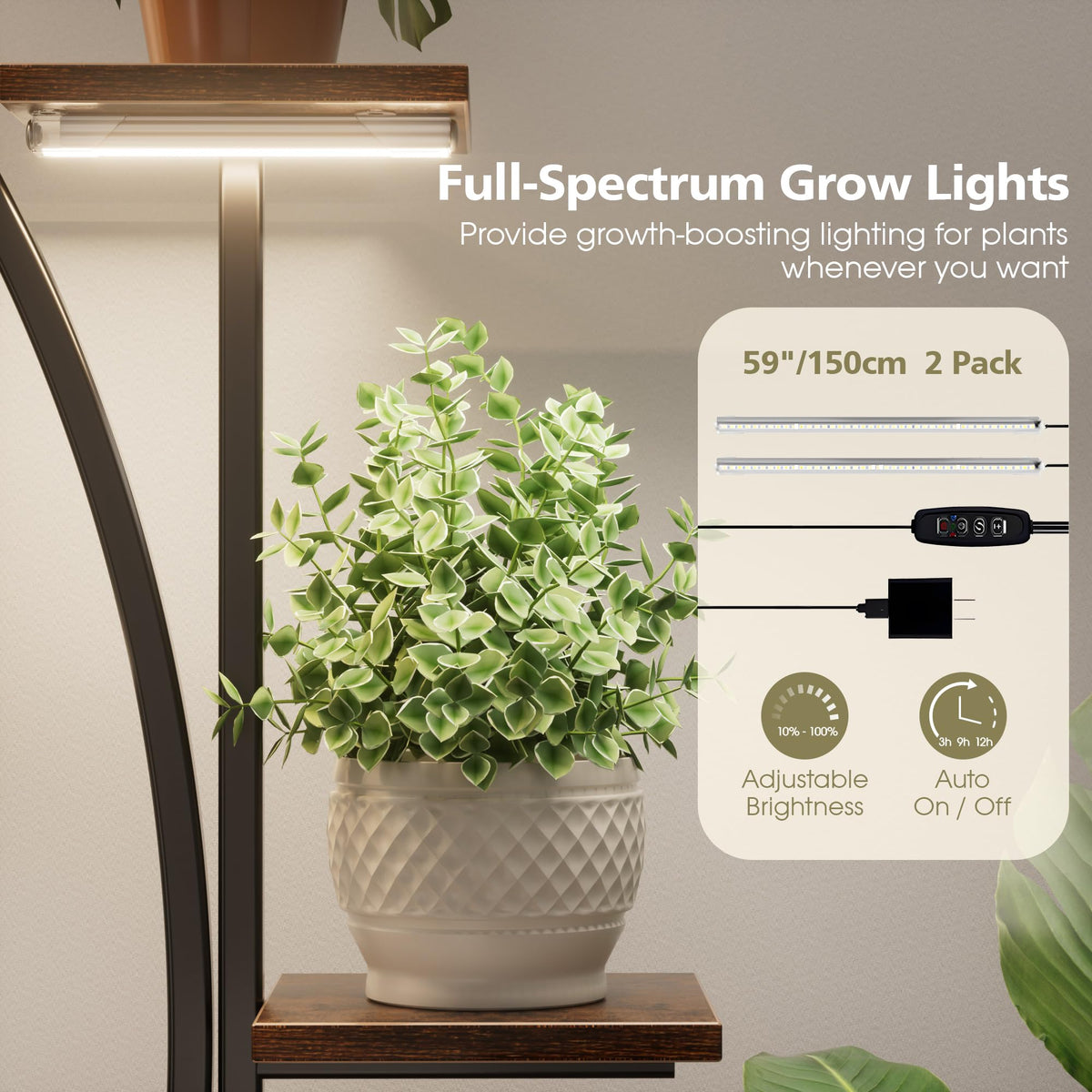 2 Pack Plant Stand Indoor with Grow Lights, 12 Tiered Corner Plant Shelf