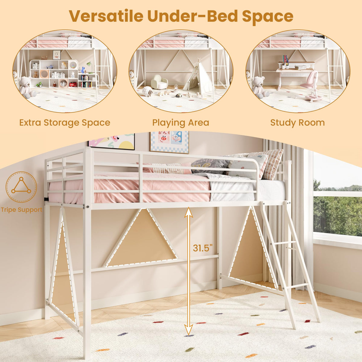 Twin Metal Low Loft Bed