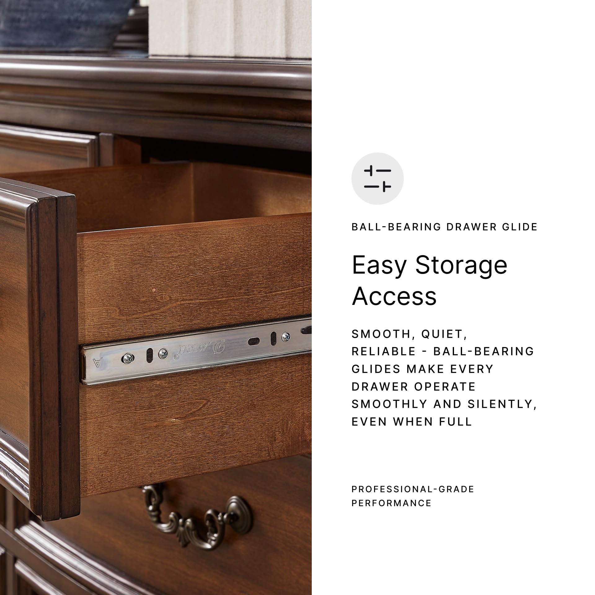 Signature Design by Ashley Lavinton Traditional Dresser with 7 Smooth-Gliding Drawers and Felt-Lined Top Drawer for Bedroom, Dark Brown, 60' W x 18.63' D x 37.5' H