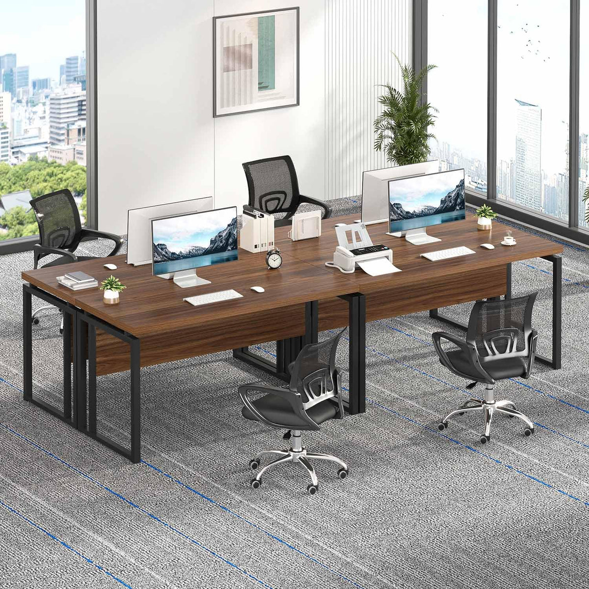 EXCEFUR Home Office Desk, Modern Computer Desk for Workstation, Wood Metal Executive PC Laptop Study Writing Table for Living Room, 53 Inch, Rustic Walnut