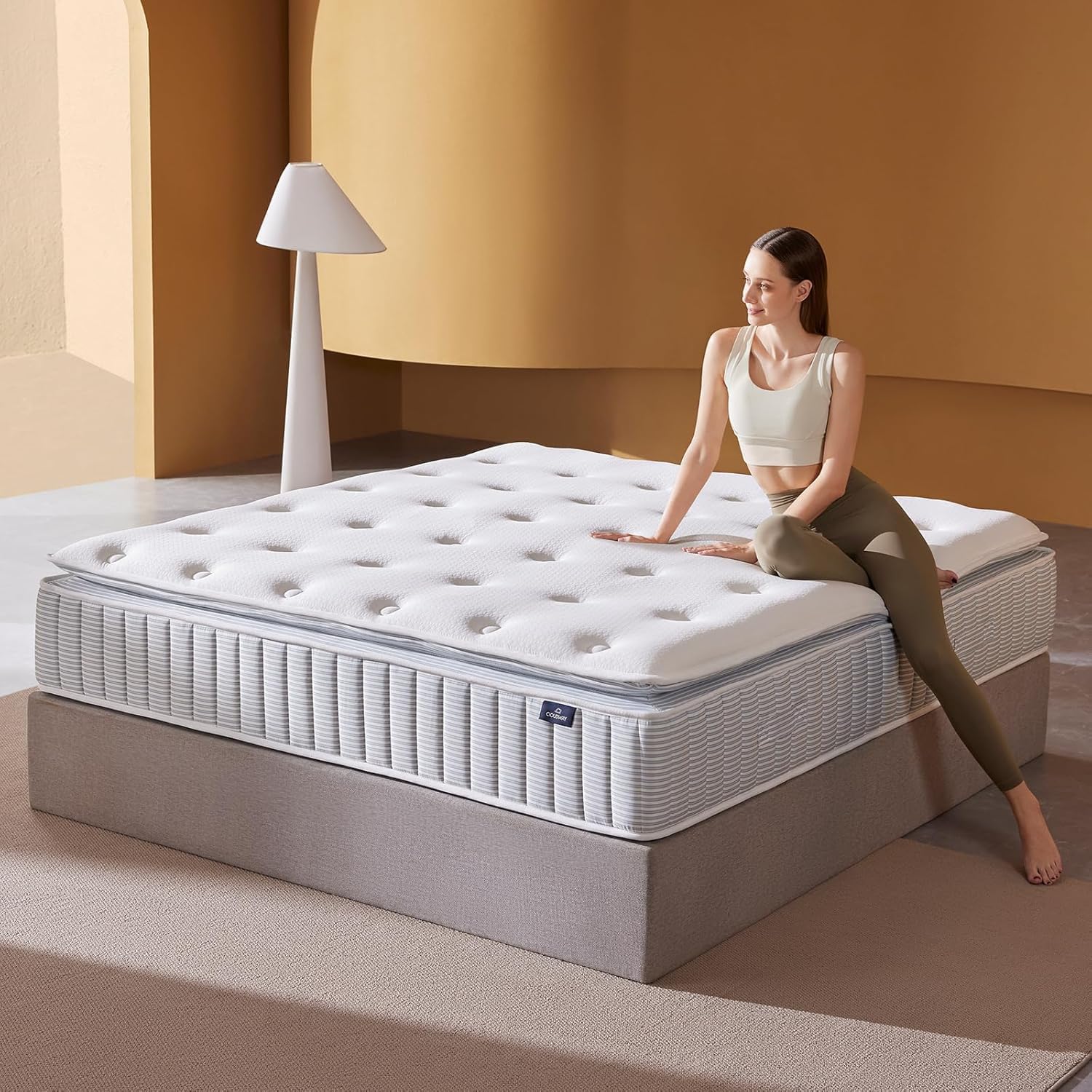 CIOUDWAY – 14 Inch Queen Mattress – Real Hybrid Queen Size Mattress Memory Foam, Reinforced Edge Support, Zoned Coils for Pressure Relief and No Motion Transfer (Queen (14 Inch))