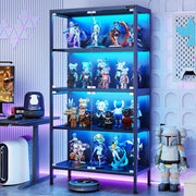 4-Tier Glass Display Cabinet with LED Lights