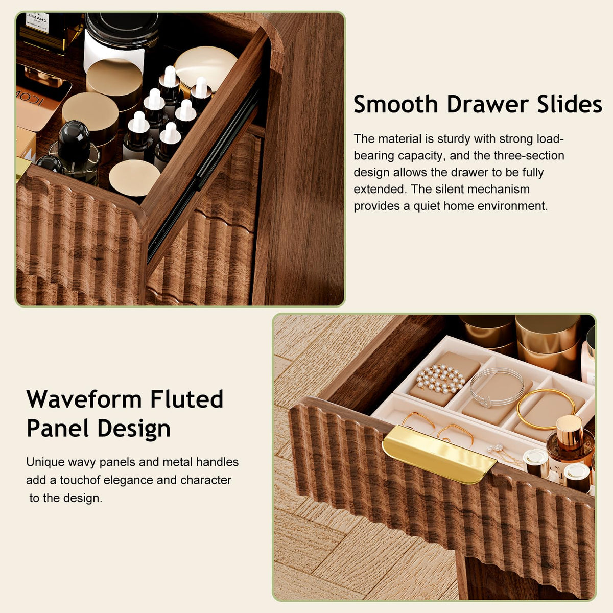 Walnut Makeup Vanity with LED Mirror