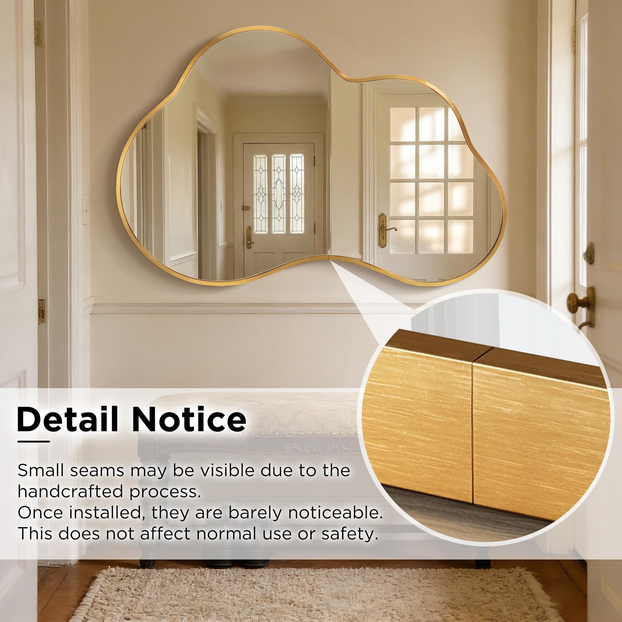 Cloud Shape Irregular Wall Mirror with Metal Frame